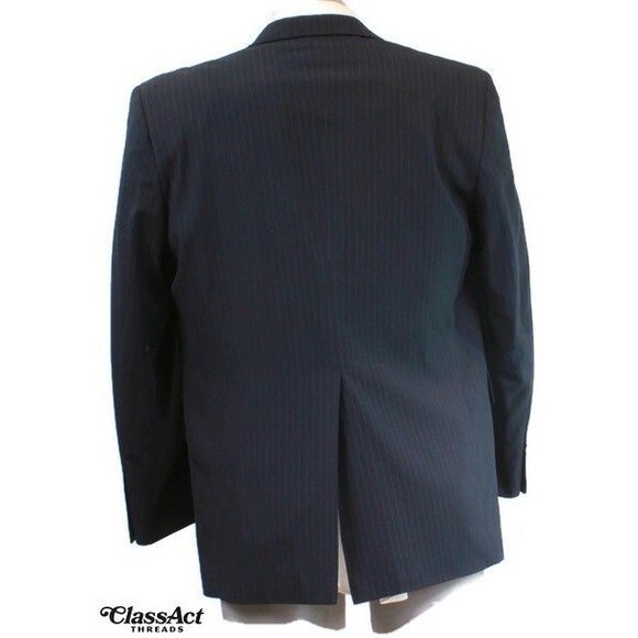 Arrow Blazer Suit Jacket Sport Coat Mens Navy Striped Polyester Blend 2 Btn 40R - Picture 5 of 7